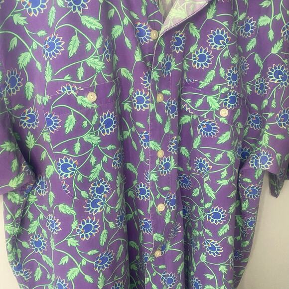 Chaps Ralph Lauren Vintage Men’s Floral Short Sleeve Casual Button Down Large‎ - Picture 3 of 4